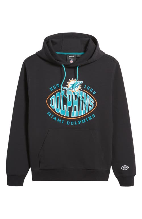 Hugo Boss Boss X Nfl Touchback Graphic Hoodie In Miami Dolphins Black