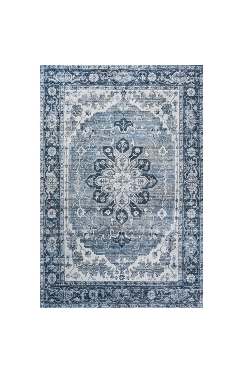 JONATHAN Y Asa Ornate Medallion Machine-Washable Area Rug, Alternate, color, Blue/Cream