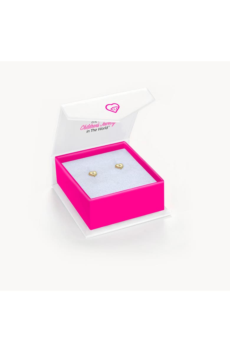In Season Jewelry 18k Clear Bezel Heart Girl Earrings, Alternate, color, Gold