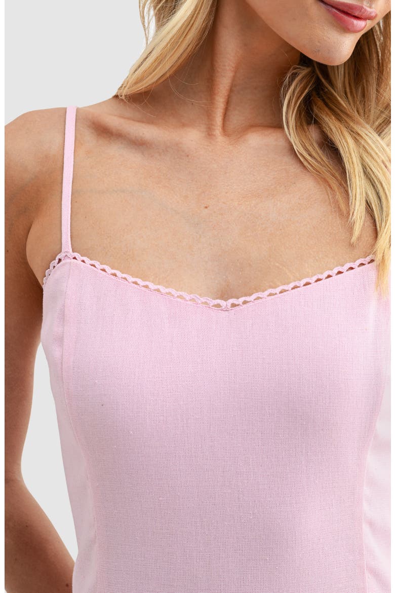 Drop Waist Cotton & Linen Midi Dress, Alternate, color, ICY PINK
