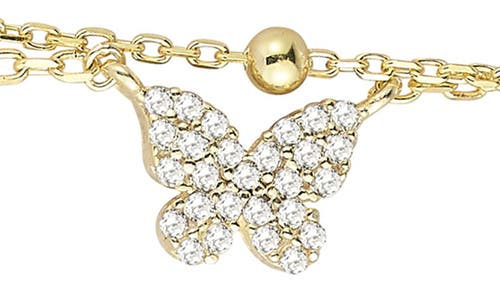 Sphera Milano Cz Butterfly Layered Chain Necklace In Gold
