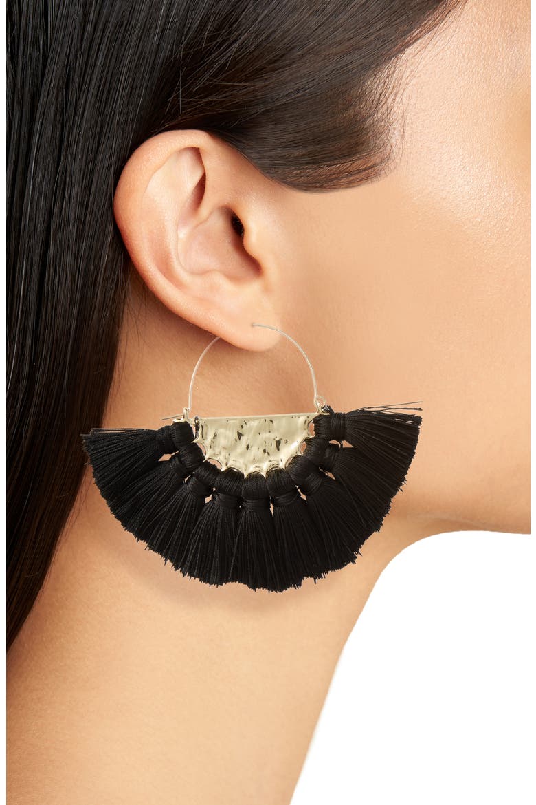 Oversize Fan Earrings, Alternate, color, GOLD/ BLACK