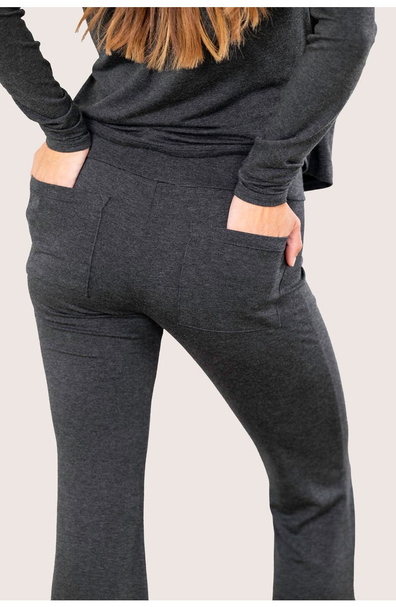 JJwinks Butt, Seriously Petite Flare Lounge & Sleep Pants with Pockets, Alternate, color, Charcoal