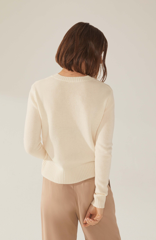 Italic Mila Cashmere Boxy Crop Sweater In Ivory