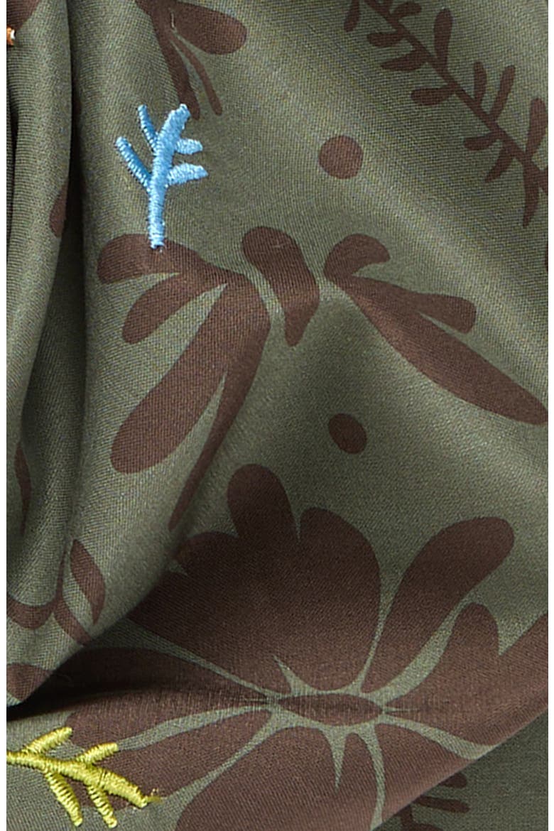 Floral Embroidered Square Bandana, Alternate, color, SAGE- OLIVE FLOWERS