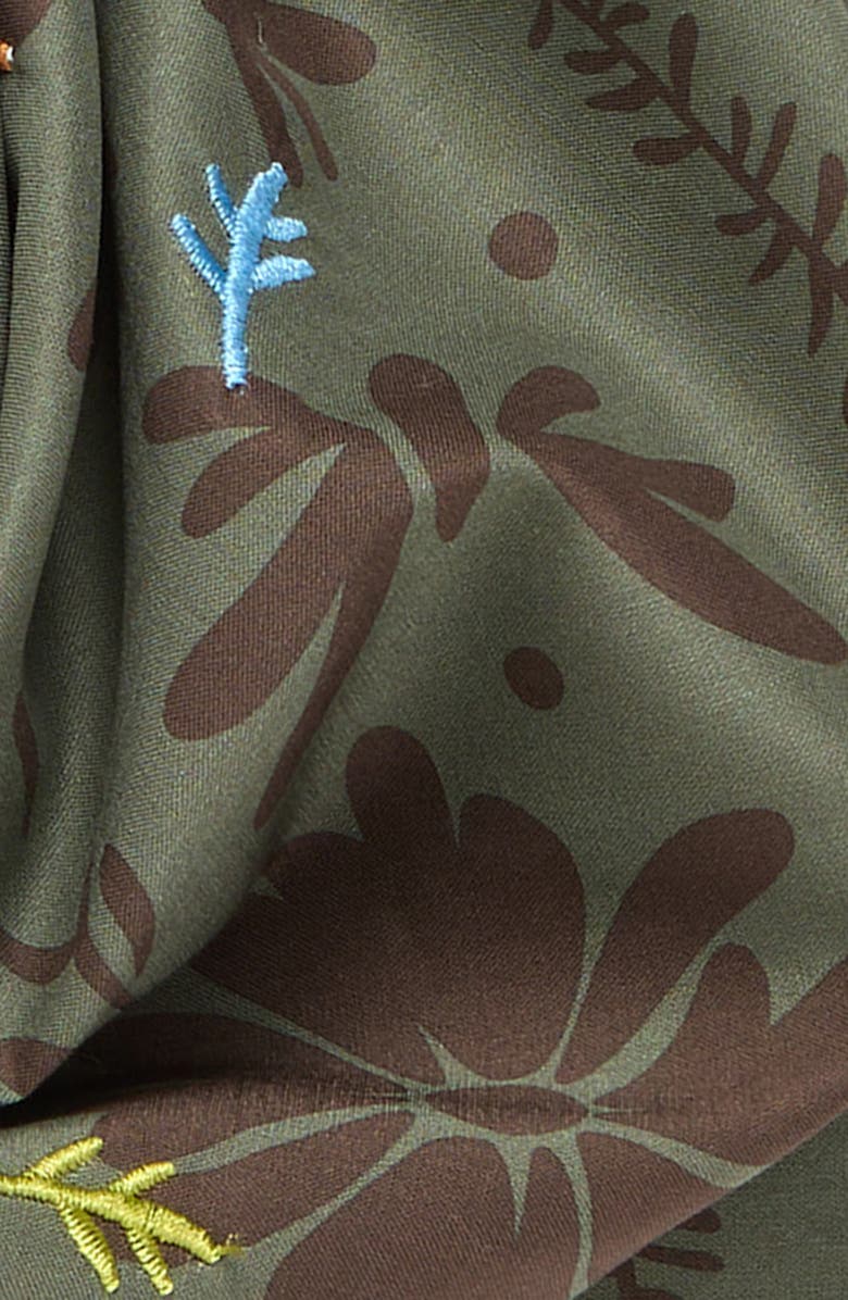 Treasure & Bond Floral Embroidered Square Bandana, Alternate, color, Sage Olive Flowers