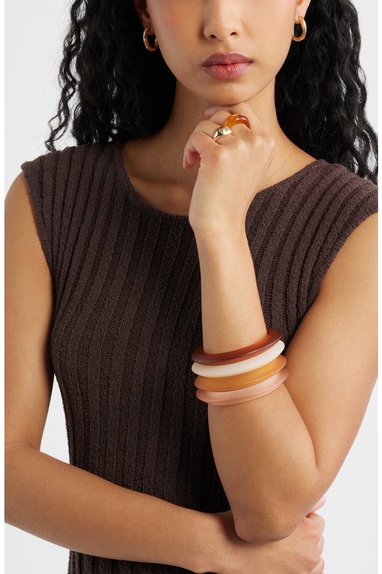Set of 2 Statement Rings, Alternate, color, AMBER- GOLD