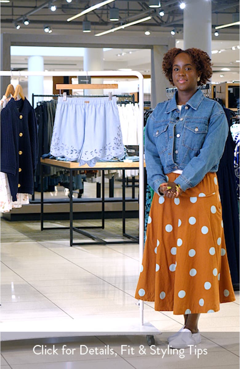 Embroidered Eyelet Linen Shorts, sales video thumbnail