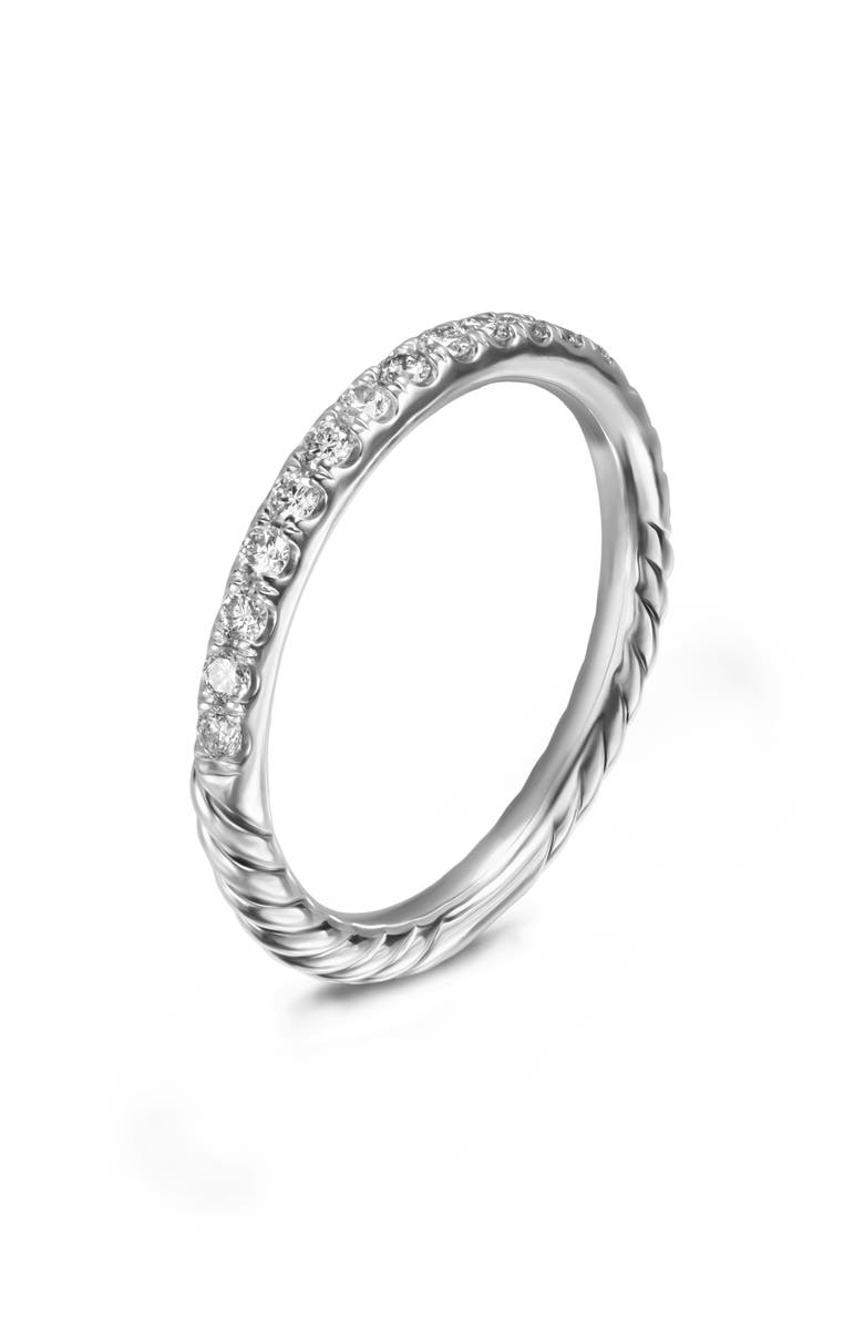 David Yurman Cable Collectibles<sup>®</sup> Stack Ring in Sterling Silver with Diamonds, 2mm, Alternate, color, Silver Pave