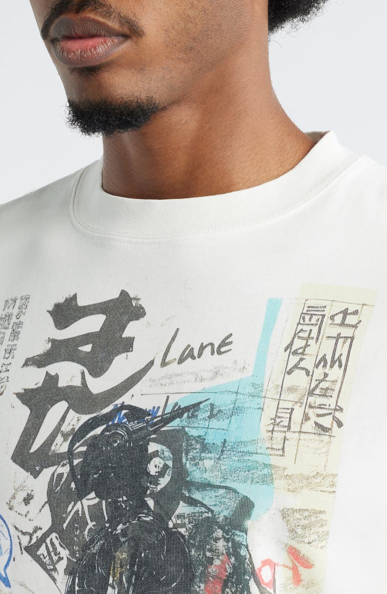 MEMORY LANE Ninja Graffiti Graphic T-Shirt, Alternate, color, Off White