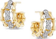 Grace Winfrey Trio Bamboo Diamond Huggie Hoop Earrings
