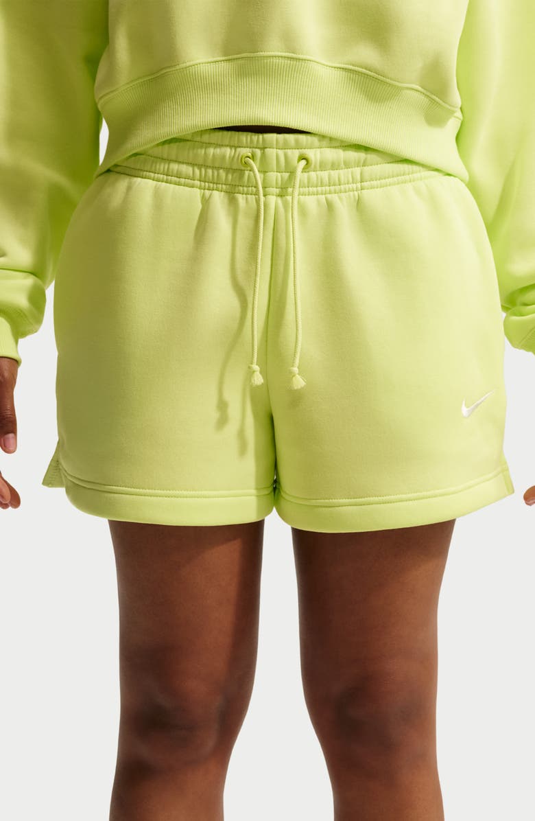 Nike Sportswear Phoenix Fleece Mid-Rise 4-Inch Shorts, Alternate, color, 736 Light Lemon Twist/Sail