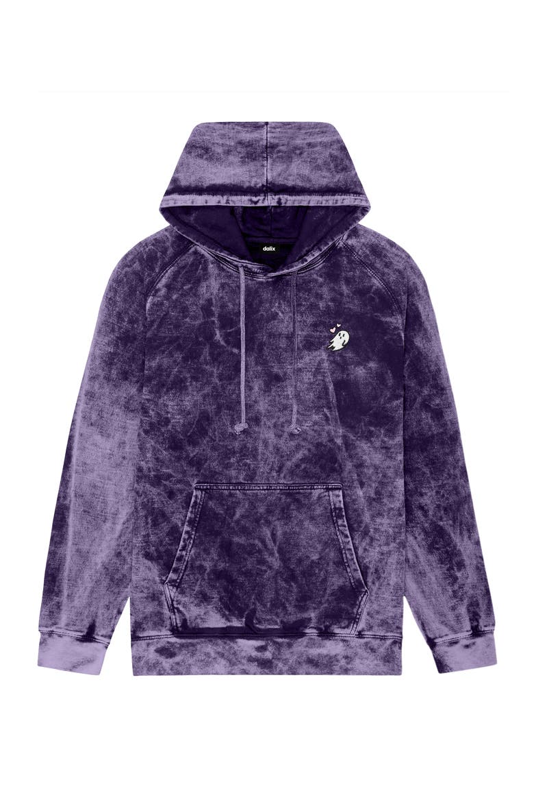 Womens Heartly Ghost Mineral Washed Hoodie, Main, color, Purple