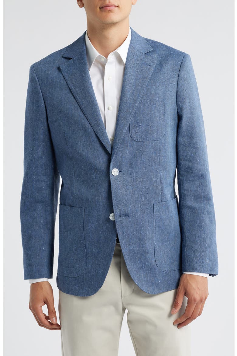 Slub Linen & Wool Twill Sport Coat, Alternate, color, NAVY HAVANA CHAMBRAY