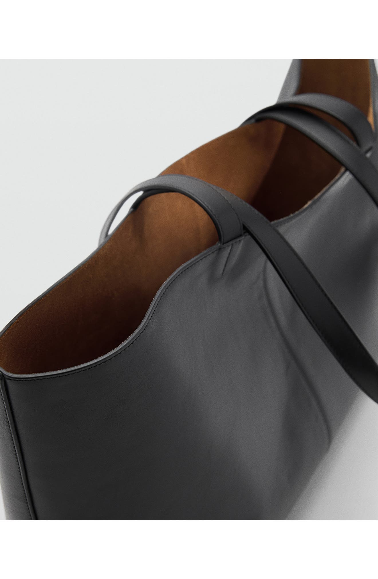 MANGO Leather Shopper Bag, Alternate, color, 