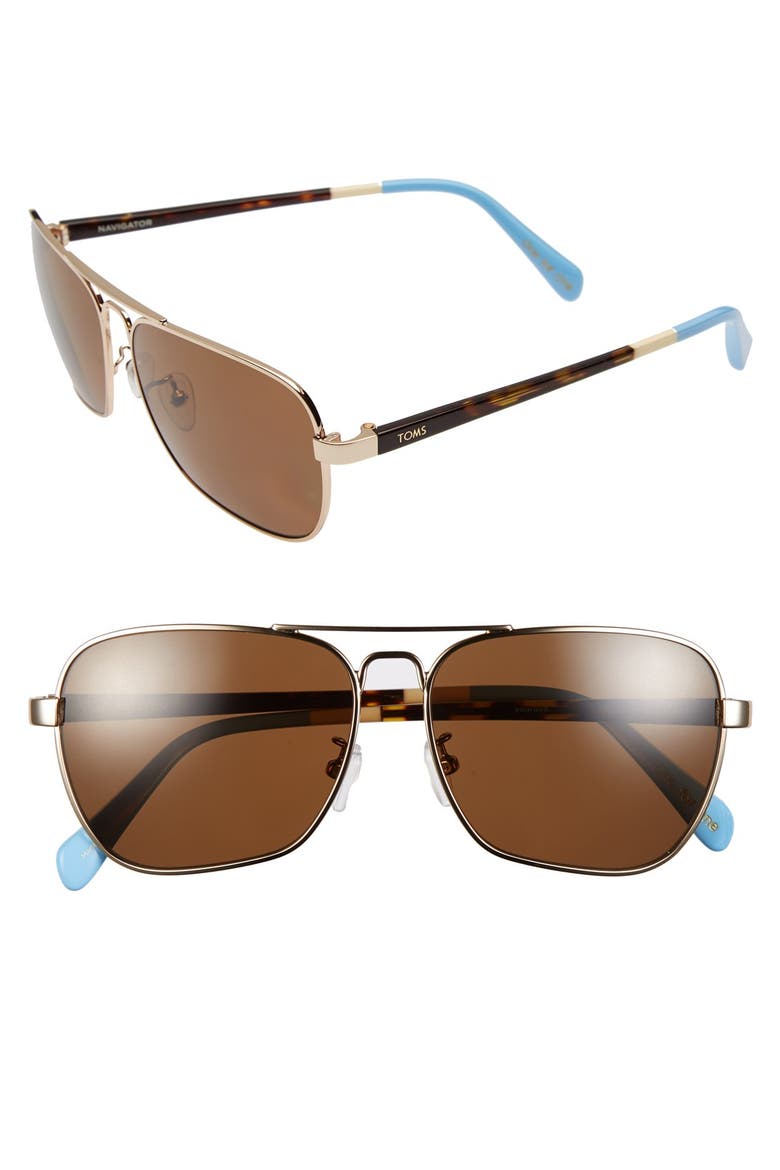 58mm Aviator Sunglasses, Main, color, GOLD/ TORTOISE