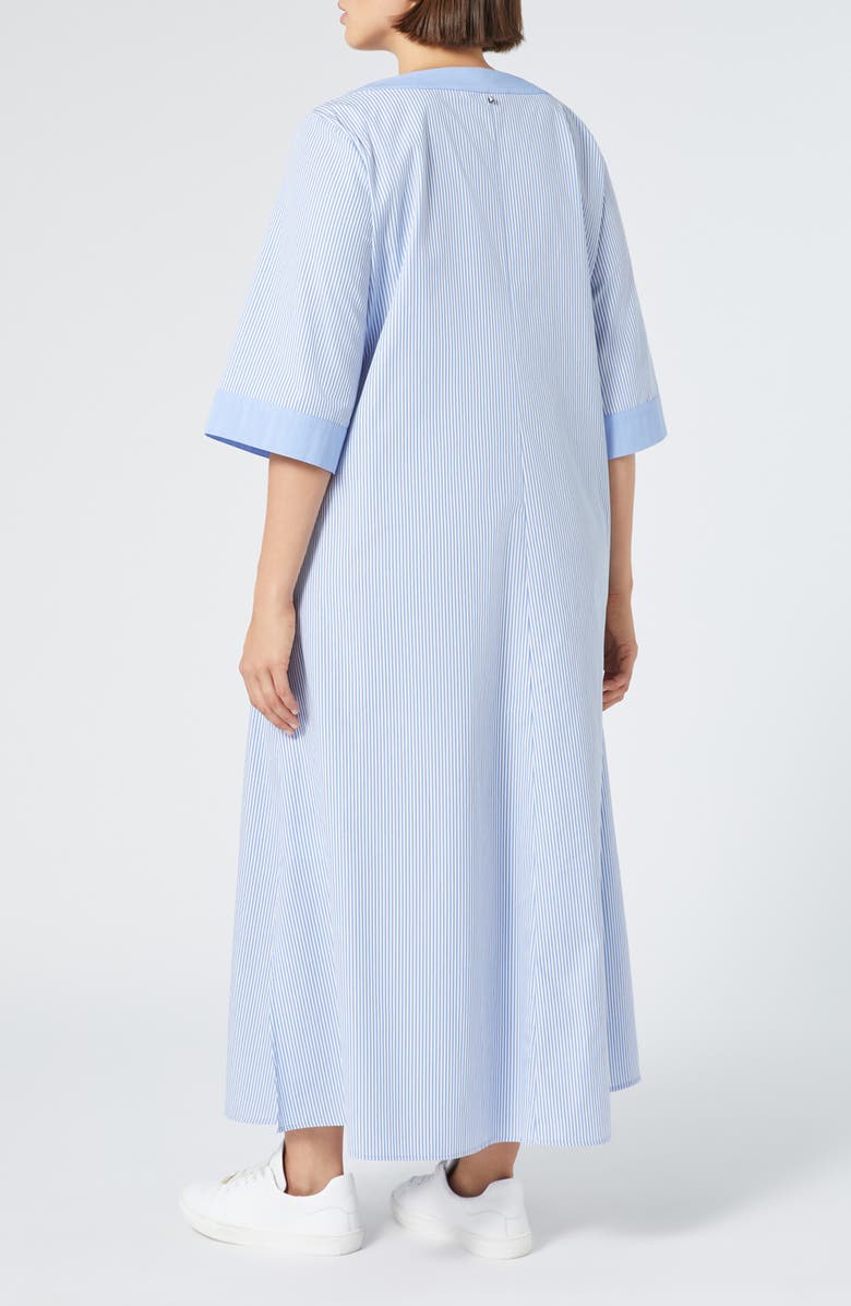 Marina Rinaldi Opossum Floral Appliqué Cotton Poplin Dress, Alternate, color, Optical White