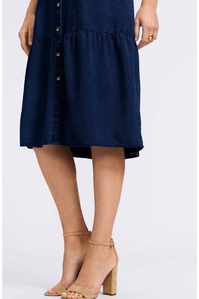 Ivy Long Sleeve Belted Denim Shirtdress, Alternate, color, DARK WASH