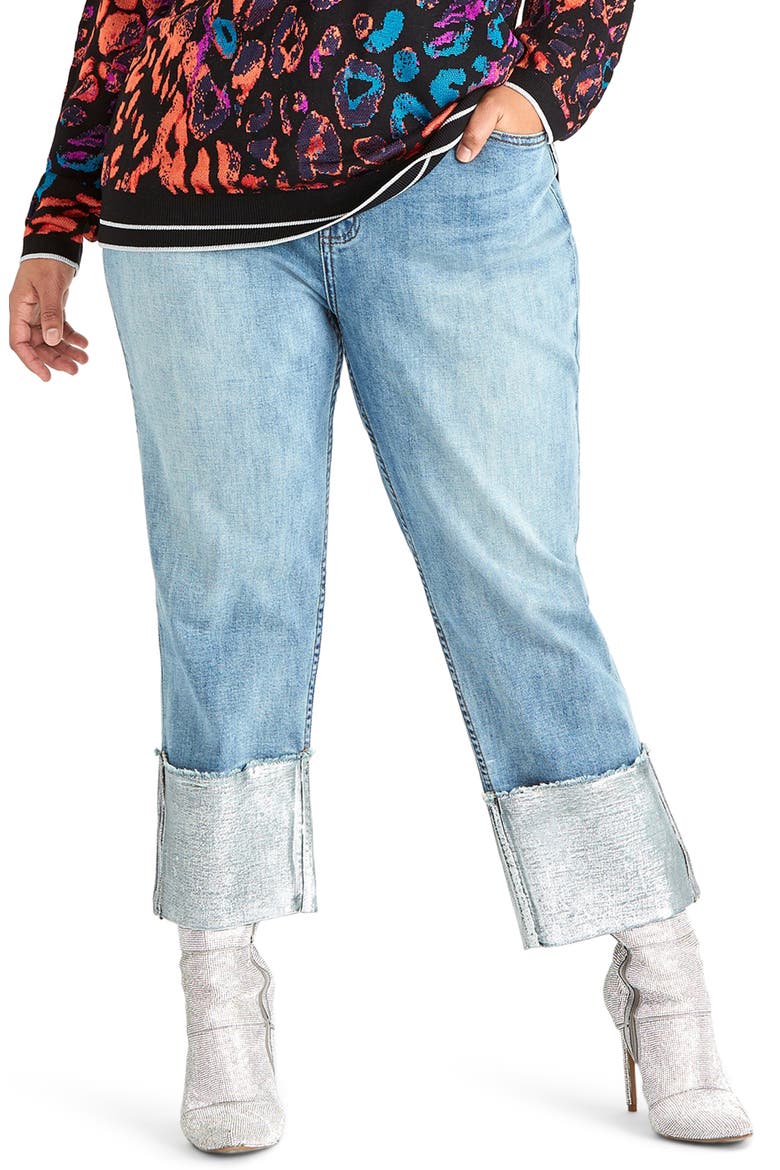Cleopatra Jeans, Main, color, LOTUS WASH/ SILVER FOIL