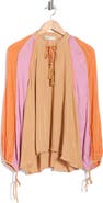 DRESS TO Lurex Stripe Split Neck Long Sleeve Top