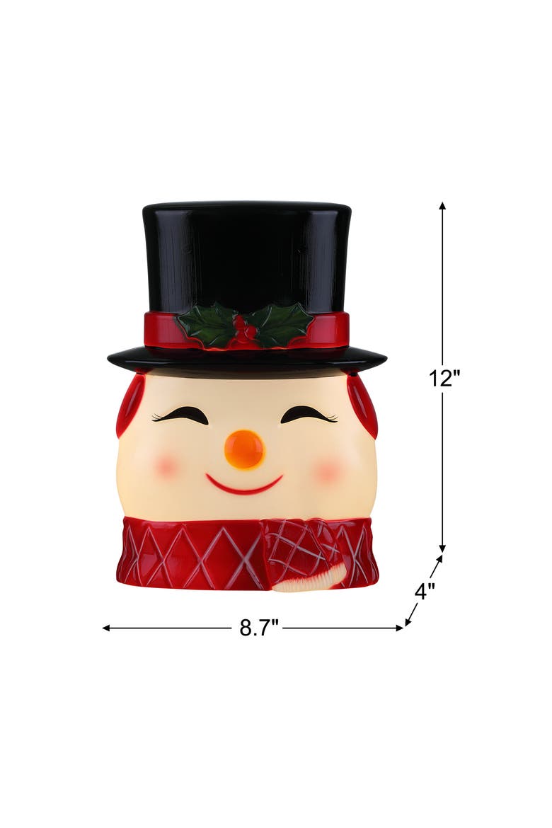 12 in. Blow Mold Lit Tree Topper - Snowman, Alternate, color, Multicolor