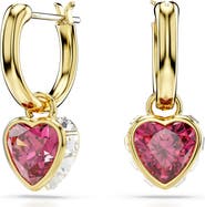 Swarovski Chroma Heart Drop Hoop Earrings