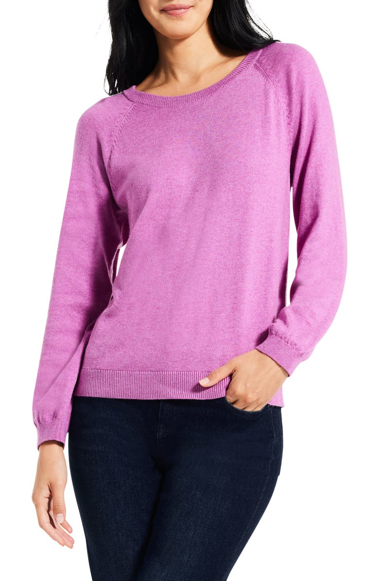 NIC+ZOE Here & There Cotton Blend Sweater, Main, color, Vivid Magenta