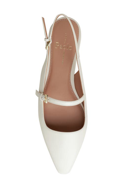 Linea Paolo Celeste Slingback Pointed Toe Flat In White