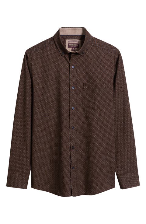 Lane Print Cotton Button-Up Shirt