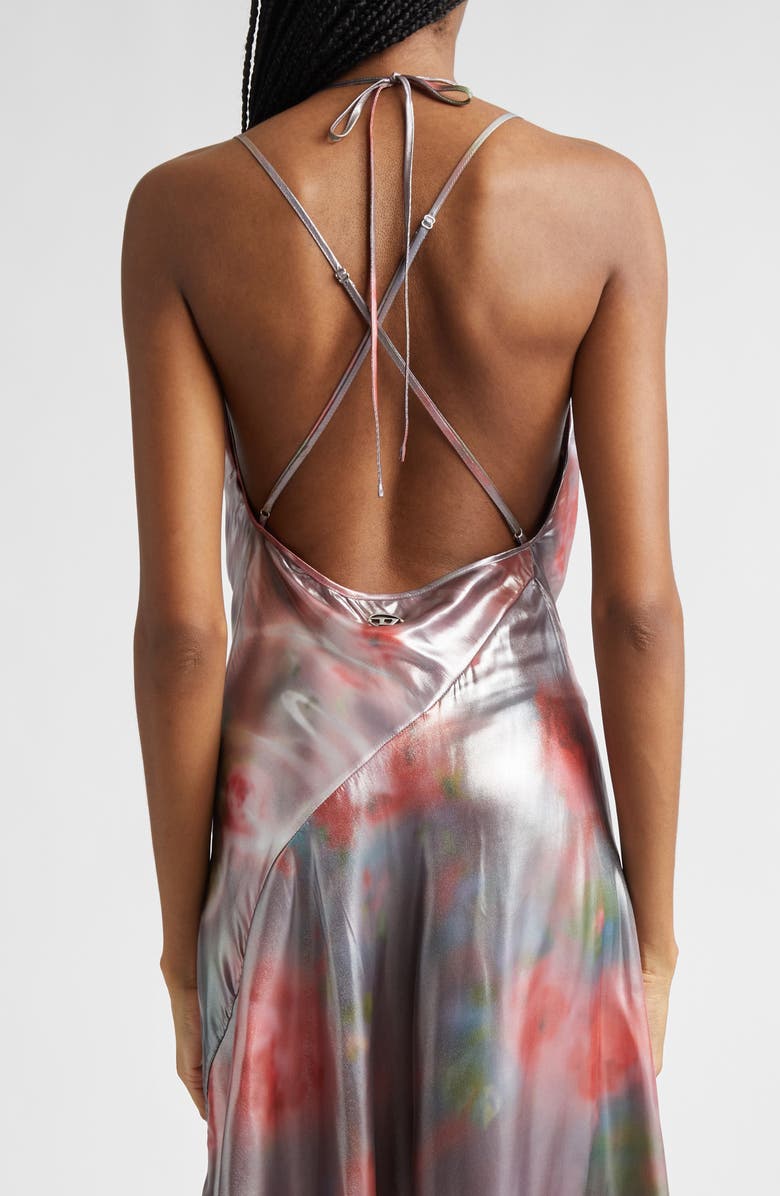 DIESEL<sup>®</sup> D-Ebra Halter Foiled Georgette Midi Dress, Alternate, color, Bordeaux