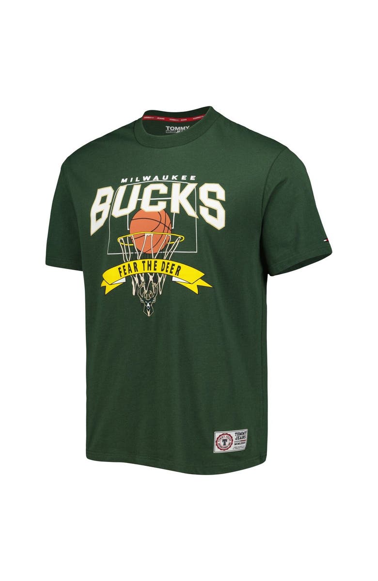 TOMMY JEANS Men's Tommy Jeans Hunter Green Milwaukee Bucks Tim Backboard T-Shirt, Alternate, color, Hunter Green