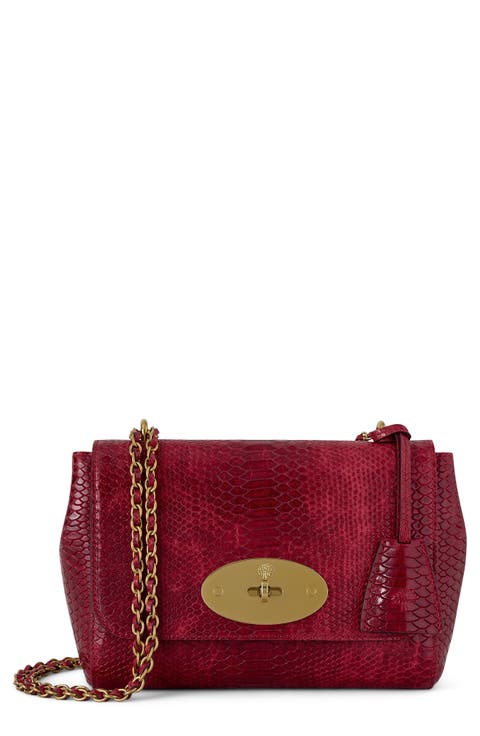 Lily Waxed Snakeskin Embossed Leather Shoulder Bag