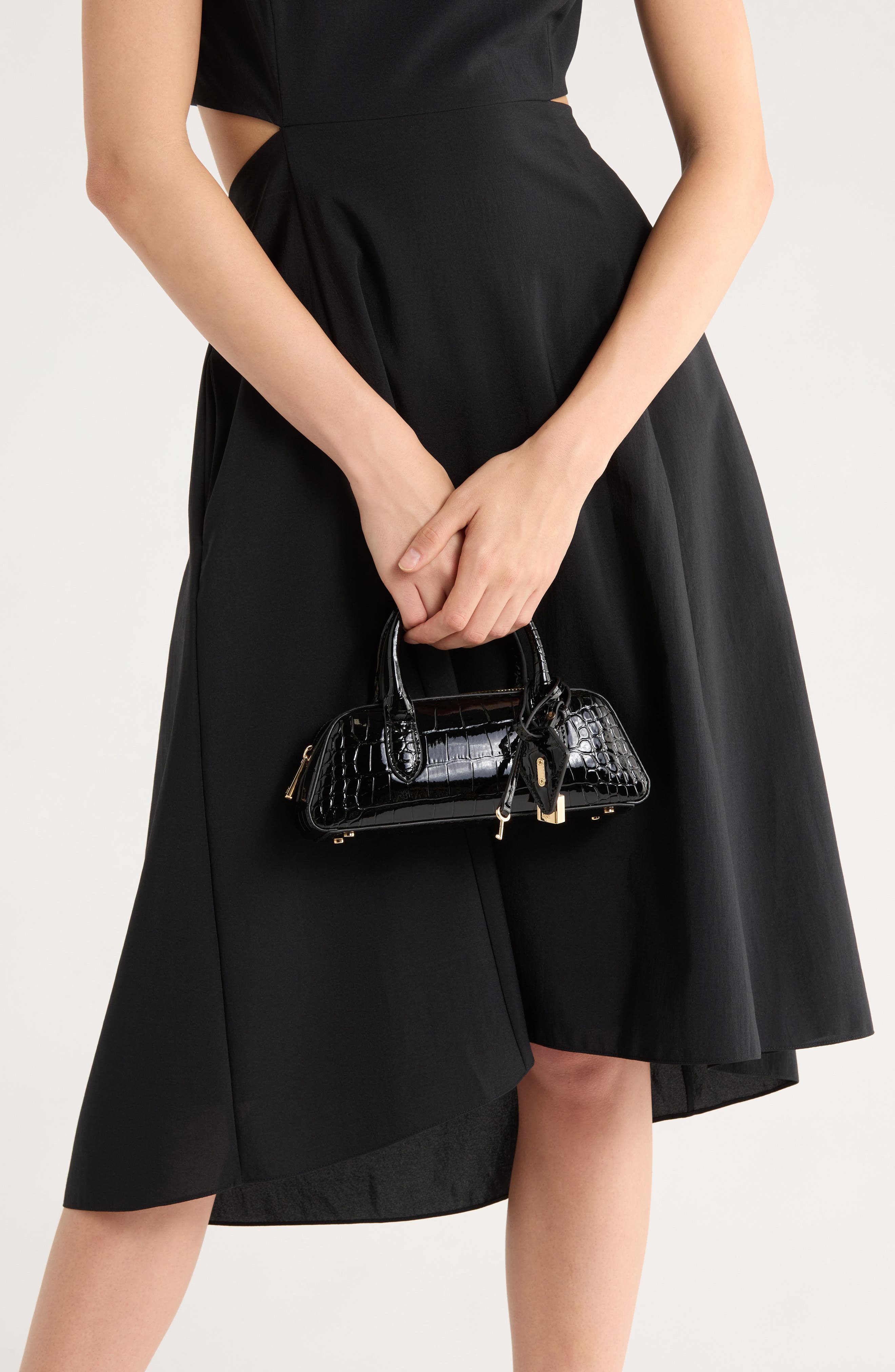 Sam Edelman Micro Nori Faux Leather Bowler Satchel, Alternate, color, Black