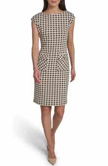 Tommy Hilfiger Cap Sleeve Houndstooth Sheath Dress