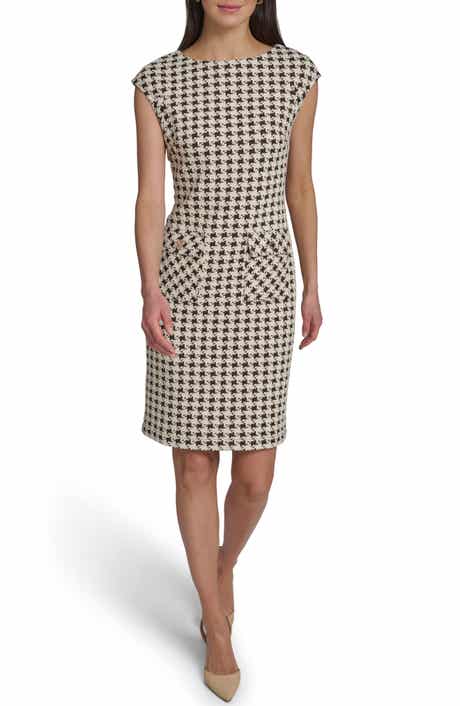 Tommy Hilfiger Cap Sleeve Houndstooth Sheath Dress