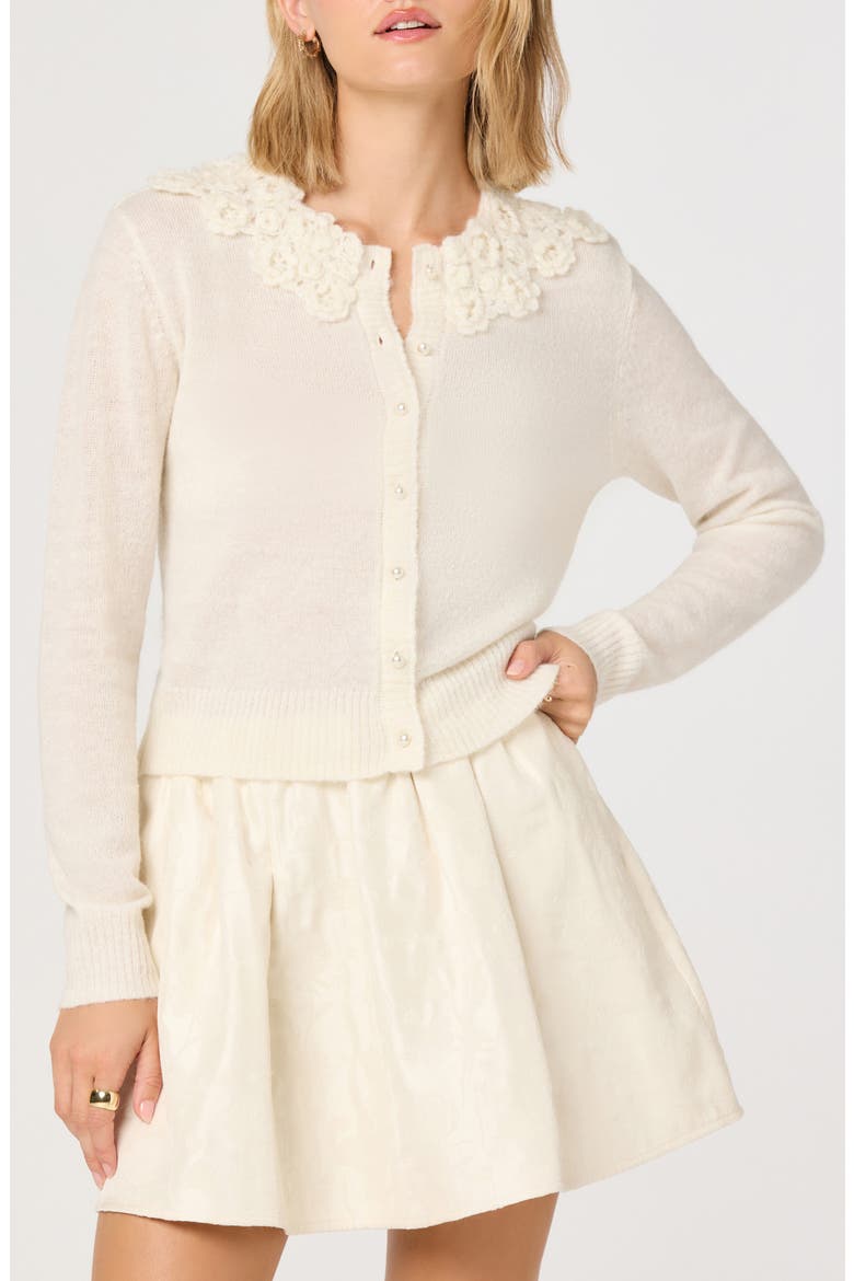 Meadow Lace Collar Cardigan, Main, color, OFF WHITE