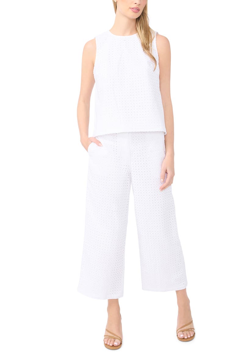 Eyelet Embroidery Shell, Alternate, color, BRIGHT WHITE
