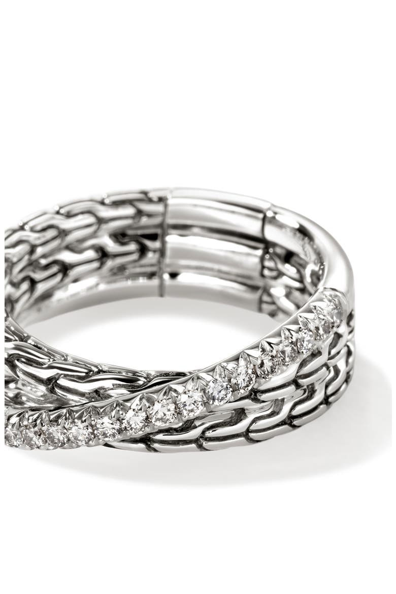 JH Essential Diamond Pavé Crossover Ring, Alternate, color, SILVER/ DIAMOND