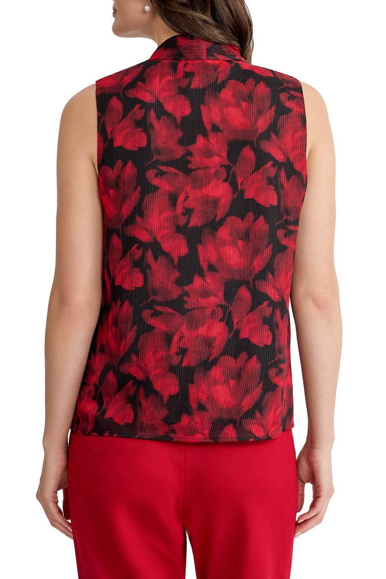 Tie Neck Sleeveless Metallic Chiffon Top, Alternate, color, FIRE RED MULTI
