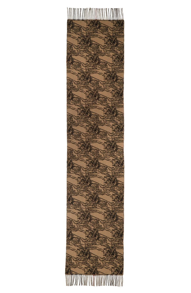 Burberry Equestrian Knight Cashmere Fringe Scarf, Main, color, 