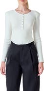 Endless Rose Shoulder Pad Rib Knit Top