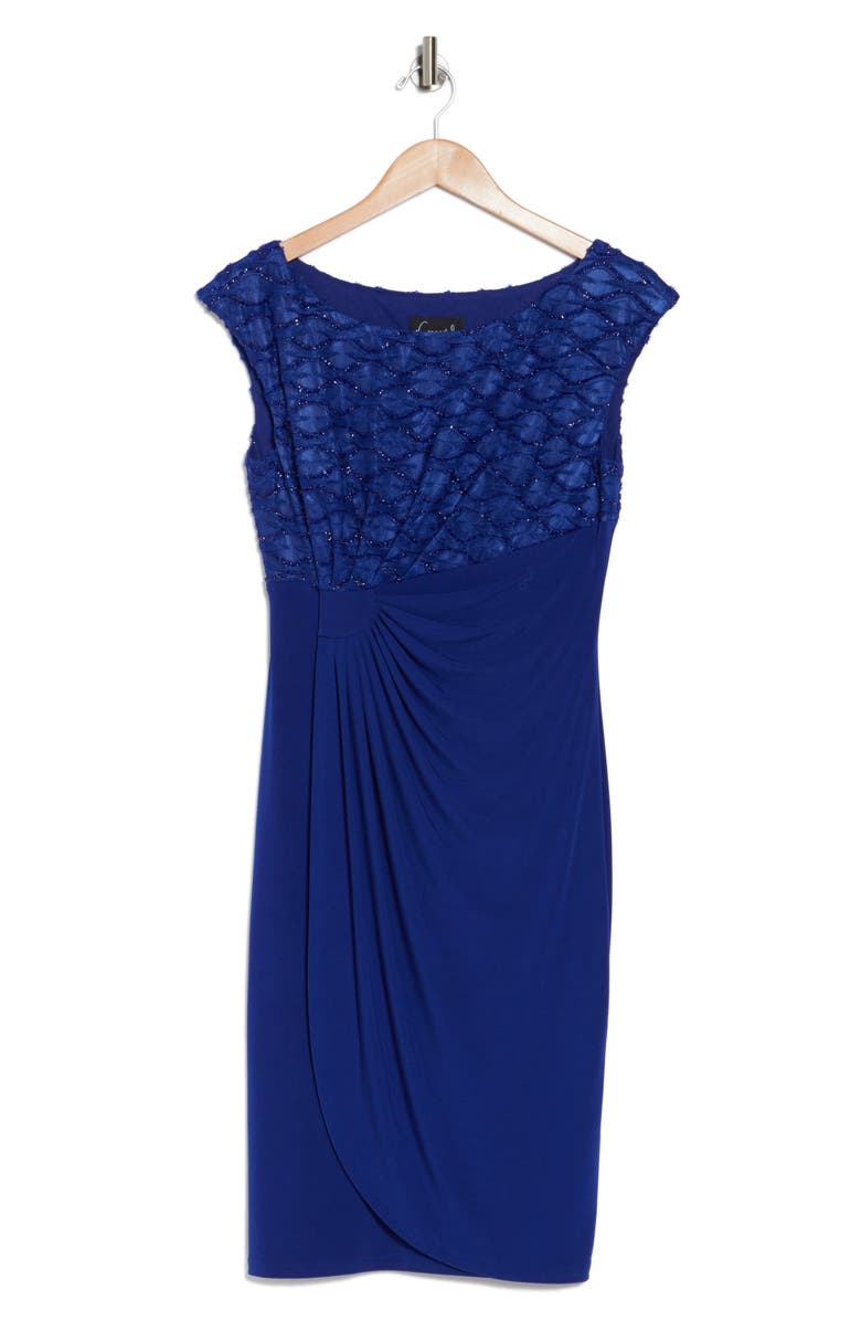 Connected Apparel Bateau Neck Faux Wrap Dress, Alternate, color, 