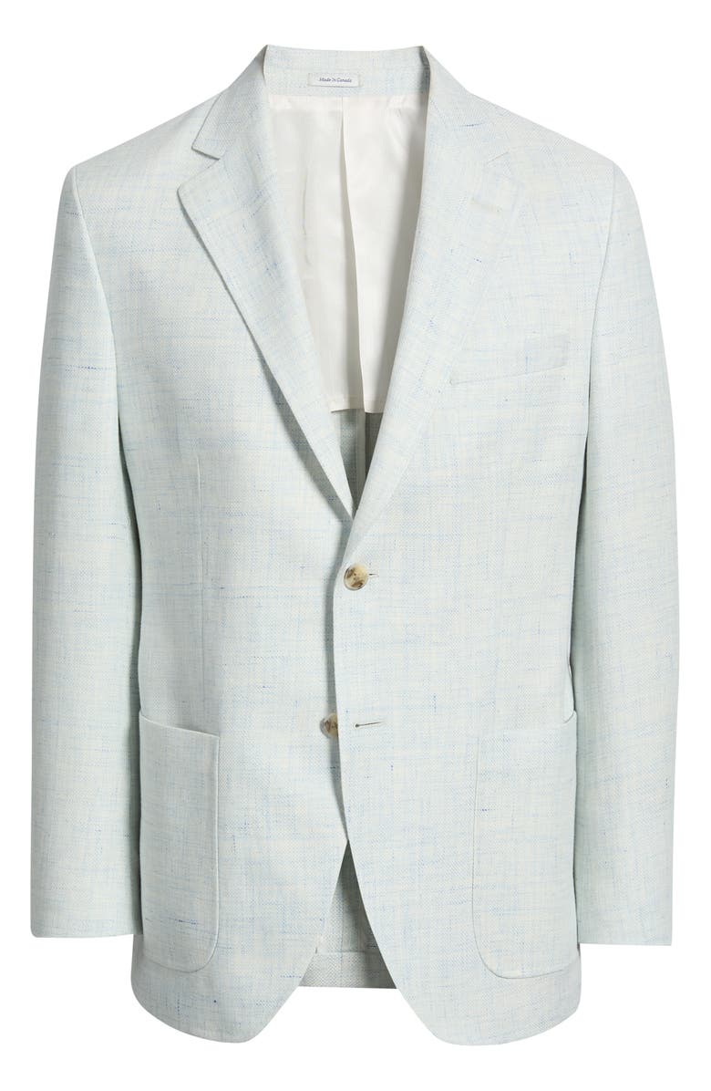 Peter Millar Hyperlight Soft Light Blue Mélange Wool & Linen Blend Sport Coat, Main, color, Light Blue