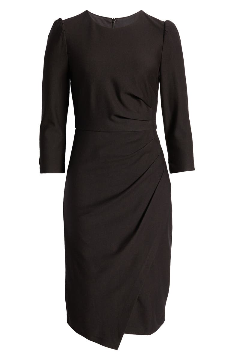 Harper Rose Pleat Asymmetric Long Sleeve Sheath Dress, Alternate, color, 