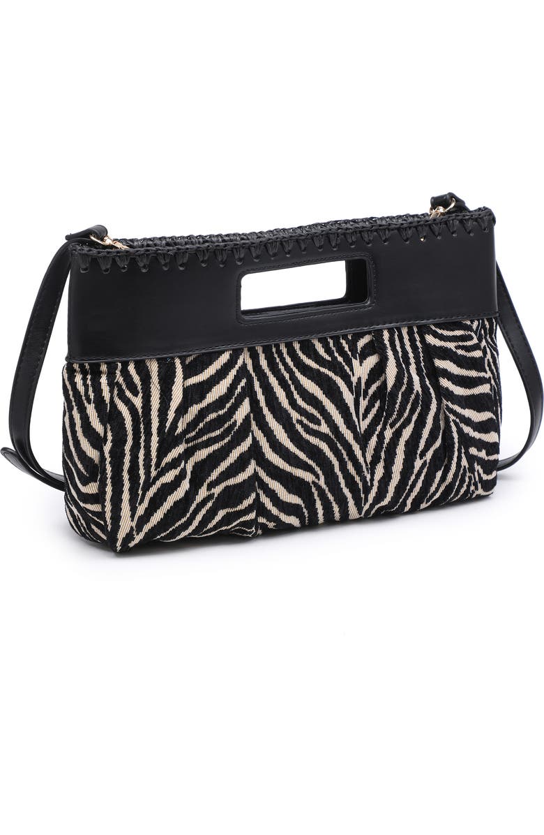 MODA LUXE Zebra Jacquard Clutch, Alternate, color, Ivory Black