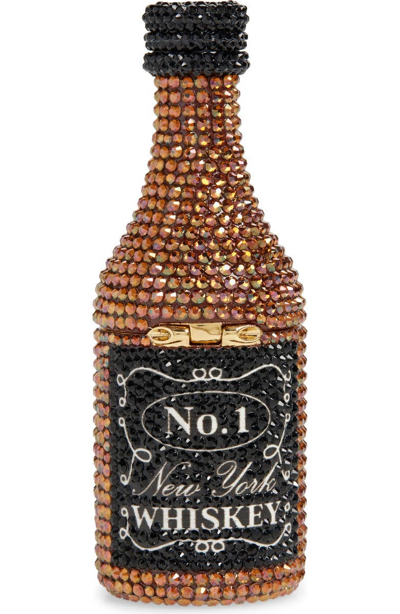 JUDITH LEIBER COUTURE Mini Crystal Bottle Pillbox, Alternate, color, Champagne Brown Mult