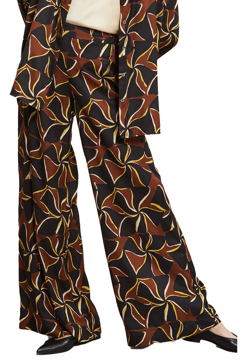 Viscose Palazzo Trousers, Main, color, Brown