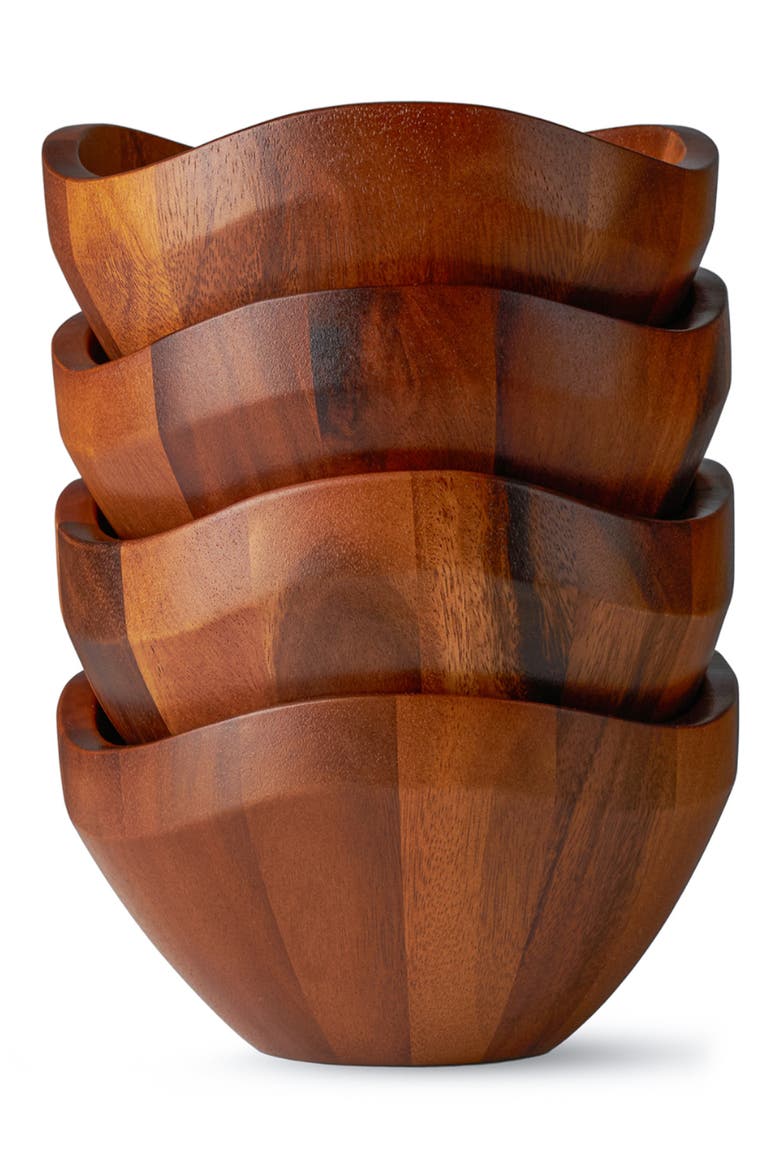 Billow Set of 4 Salad Bowls, Main, color, BROWN