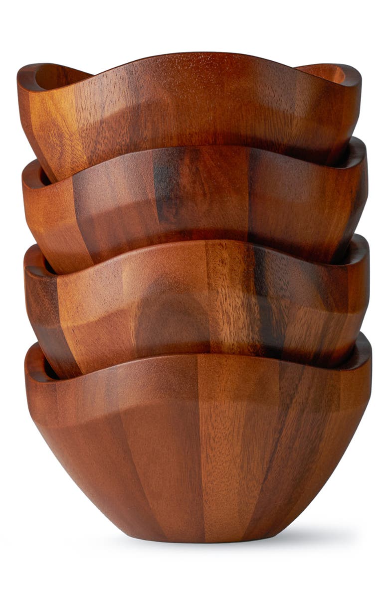 Nambé Billow Set of 4 Salad Bowls, Main, color, Brown