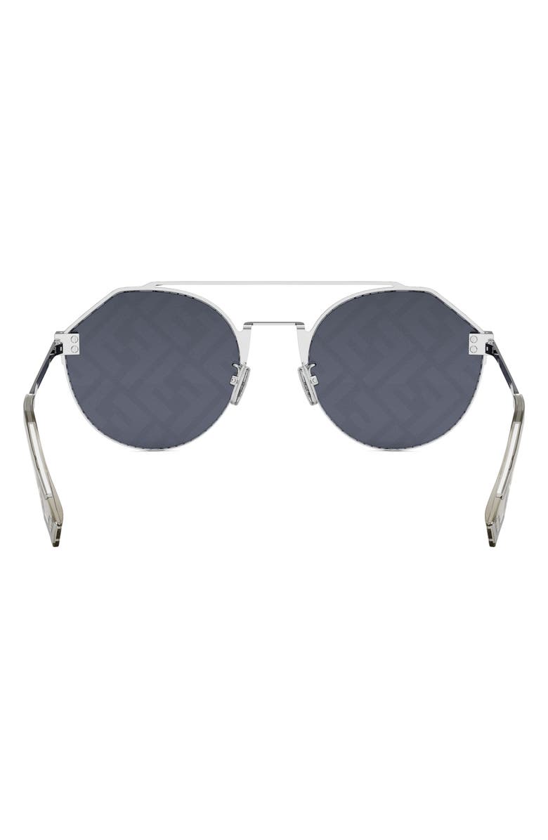 Fendi 'Fendi Sky 55mm Round Sunglasses, Alternate, color, Shiny Palladium / Blu Mirror